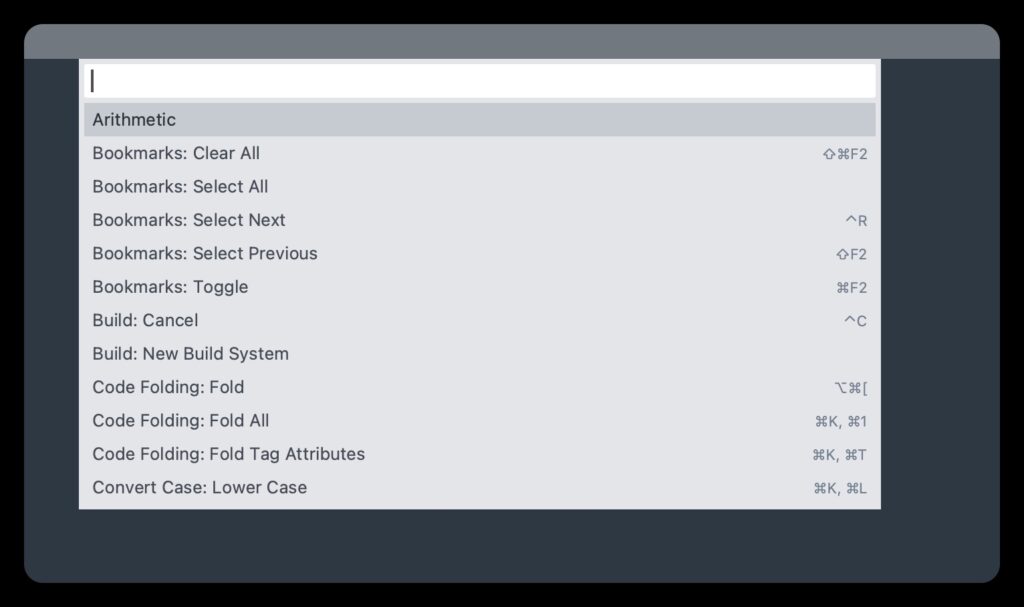 The Sublime Text command palette